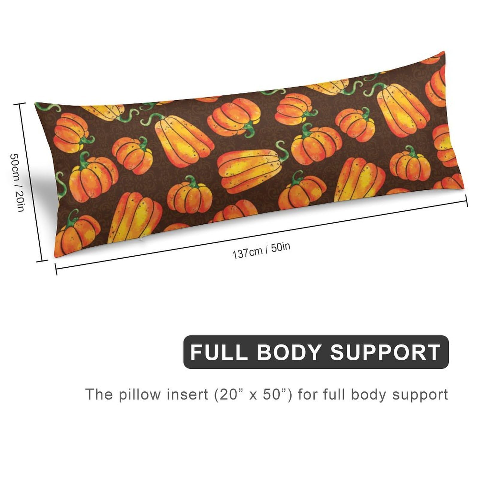 velumair Fall Pumpkins Body Pillow Cover with Zipper 20x54 Inches Soft Bed Decor Retro Thanksgiving Body Pillow Protector Long Pillowcase for Bedroom Decoration