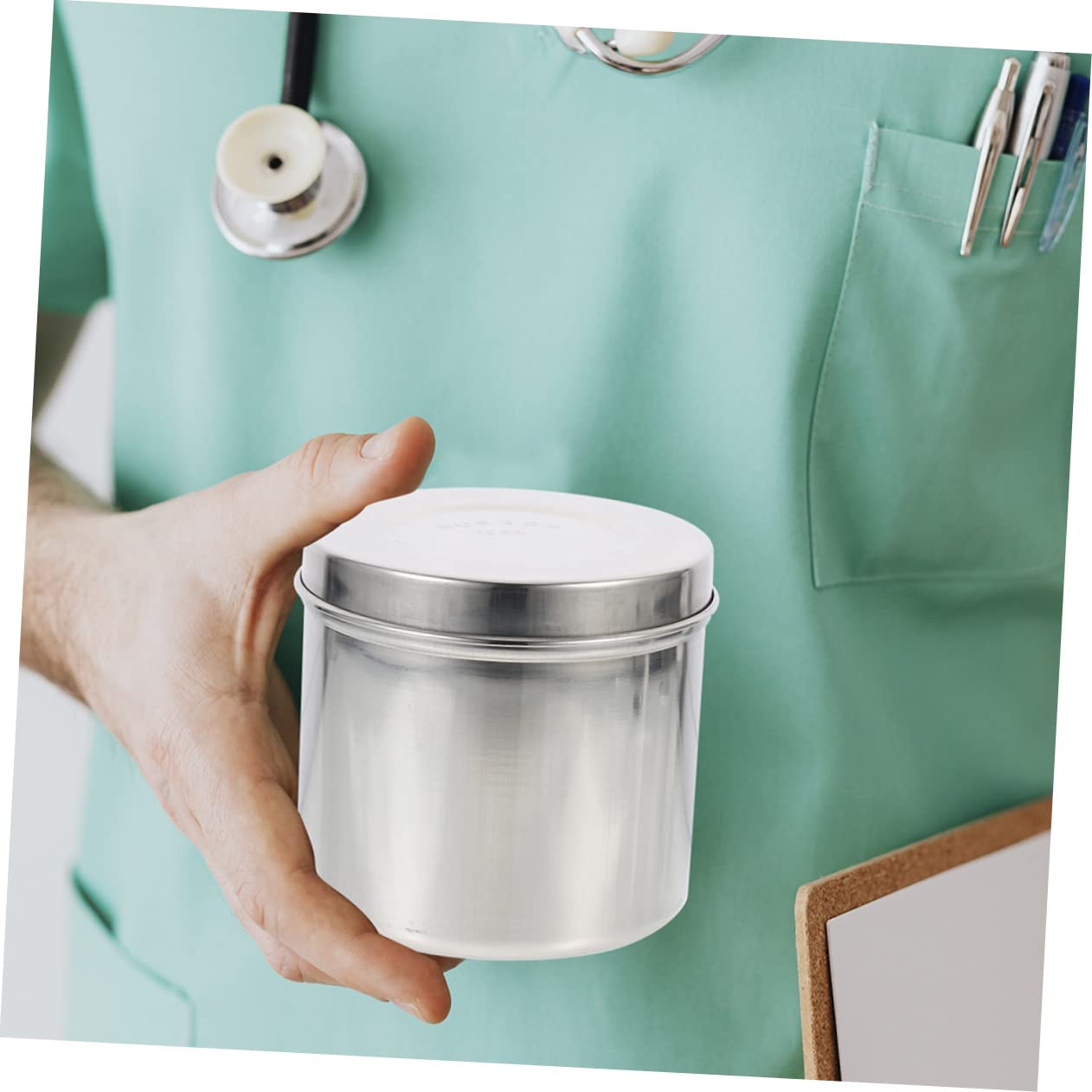GANAZONO Cotton Balls Stainless Storage Holder Stainless Steel Bottle Apothecary Jars Lids for