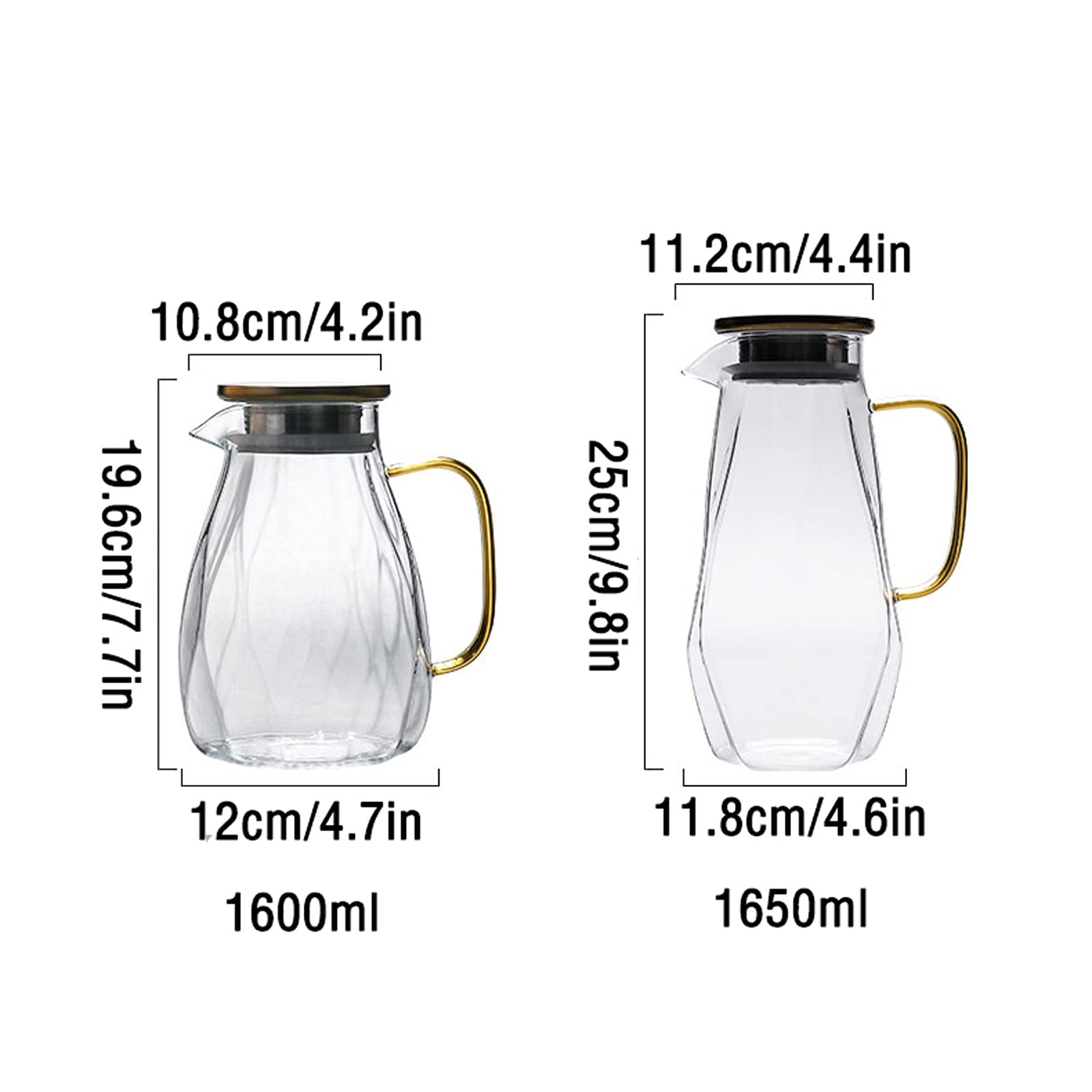 LOWLIU Caraffe di tè Freddo Borosilicato Branco a Grande capacità con Manico e Coperchio for tè, Succo di Frutta, Latte e Bevande Fatti in casa Fai da Te brocche (Color : A)