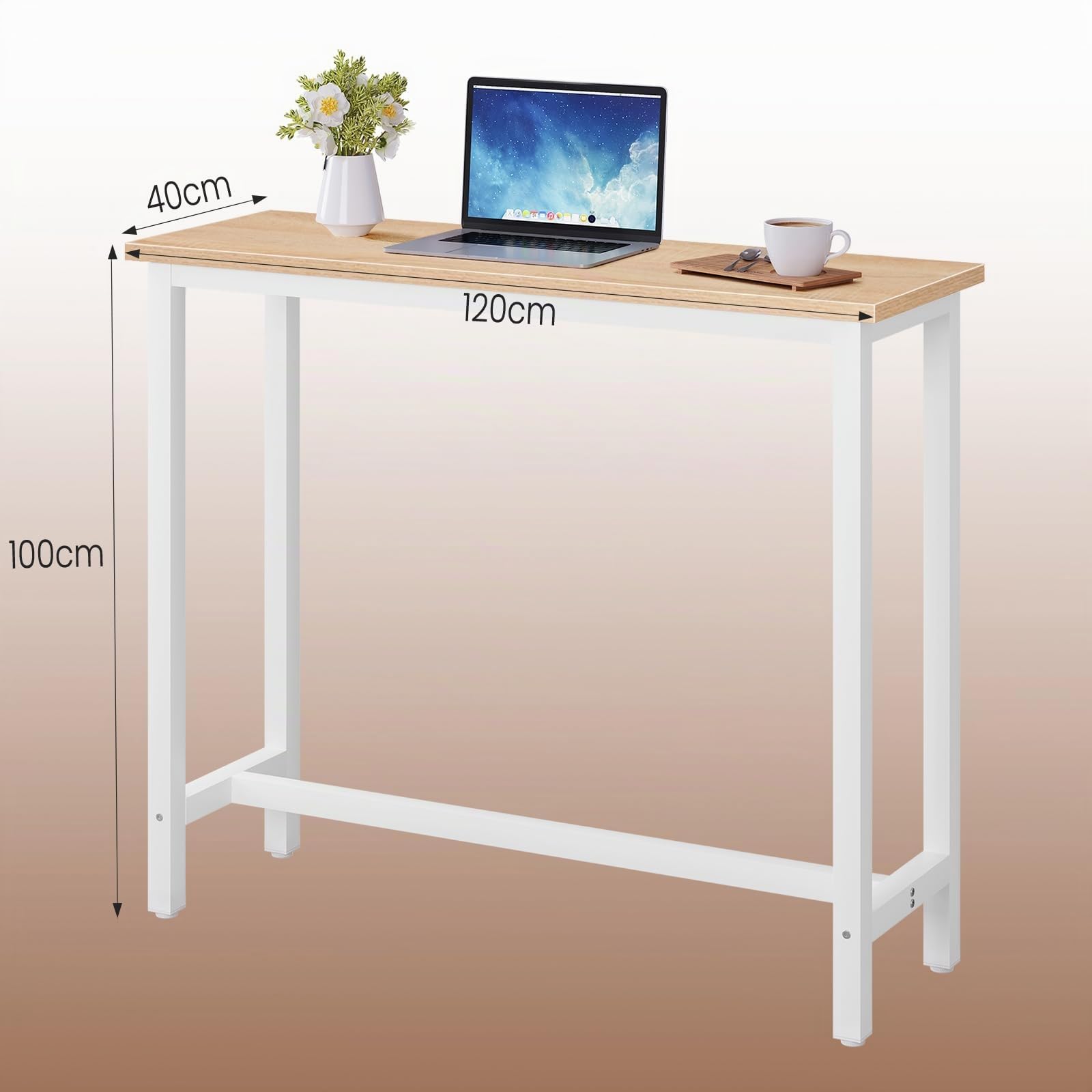 WOLTU Tavolo Alto con 2 Sgabelli, Set Pranzo per Cucina, Sala da Pranzo, Isola da Cucina, Sgabelli Rotondi, Struttura in Metallo, Design Industriale, Rovere Chiaro