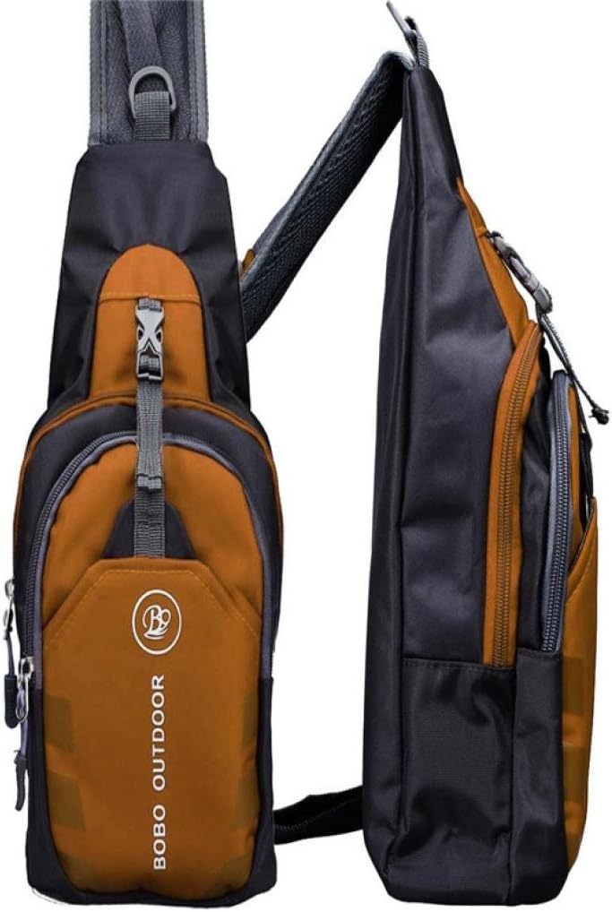 Anyada Mens Shoulder Bag,Sling Bag Chest Shoulder Backpack Casual Crossbody Shoulder Triangle Packs Daypacks for Men (Orange)