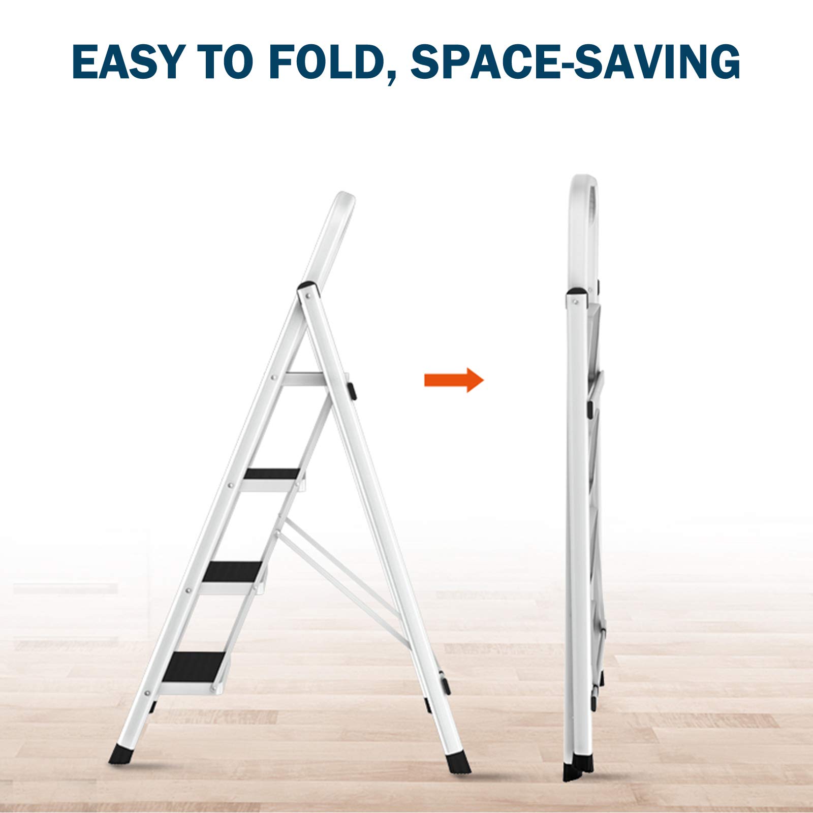 ITrend 3 Tread Step Ladder Folding Step Stool - Aluminum Ladder - Multi
