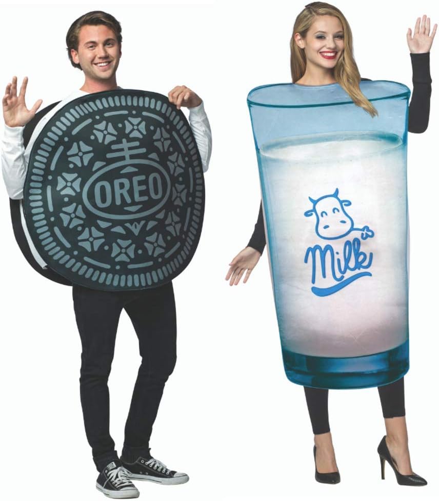 Rasta ImpostaCouples Costume - Milk-n-Cookies Dunk Your Oreo in Glass of Milk, Adult One Size, Black and White