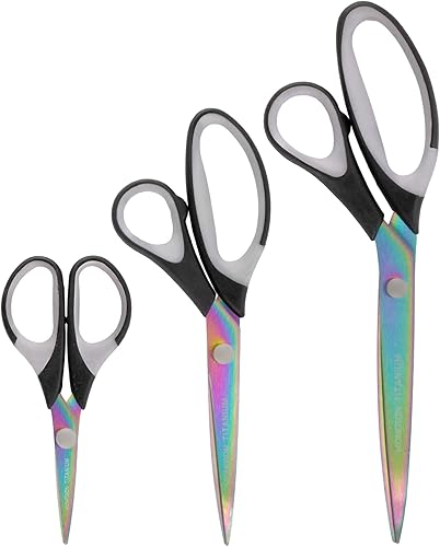 Vista 72 de JubileeYarn - Juego de tijeras de titanio Softgrip - Rosado, costura, arte, manualidades, oficina, 1 juego de 4 unidades, color morado 4 piezas