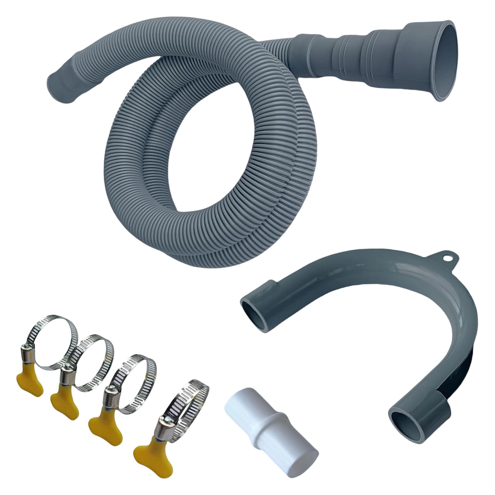 Geavonyg 2M Drain Pipe Washing Machine Dishwasher Waste Hose Extension Pipe With Hoses Clamp Sets Wash Machine Accesories Washer Hose