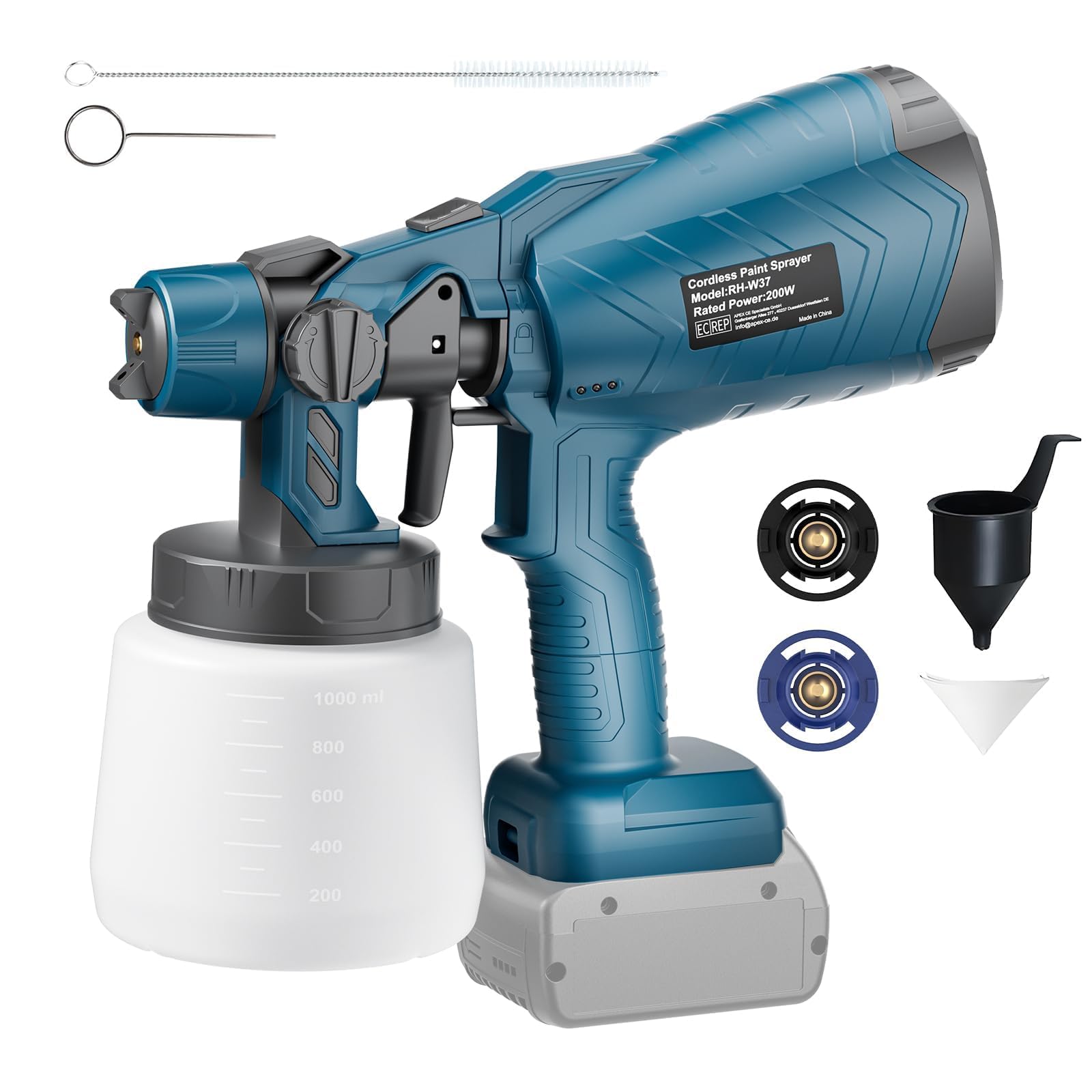 Sistema de pulverización de pintura inalámbrico para batería Bosch de 18 V (sin batería), pistola de pintura con batería para vallas y pintura de pared, pistola pulverizadora, pistola de pintura para
