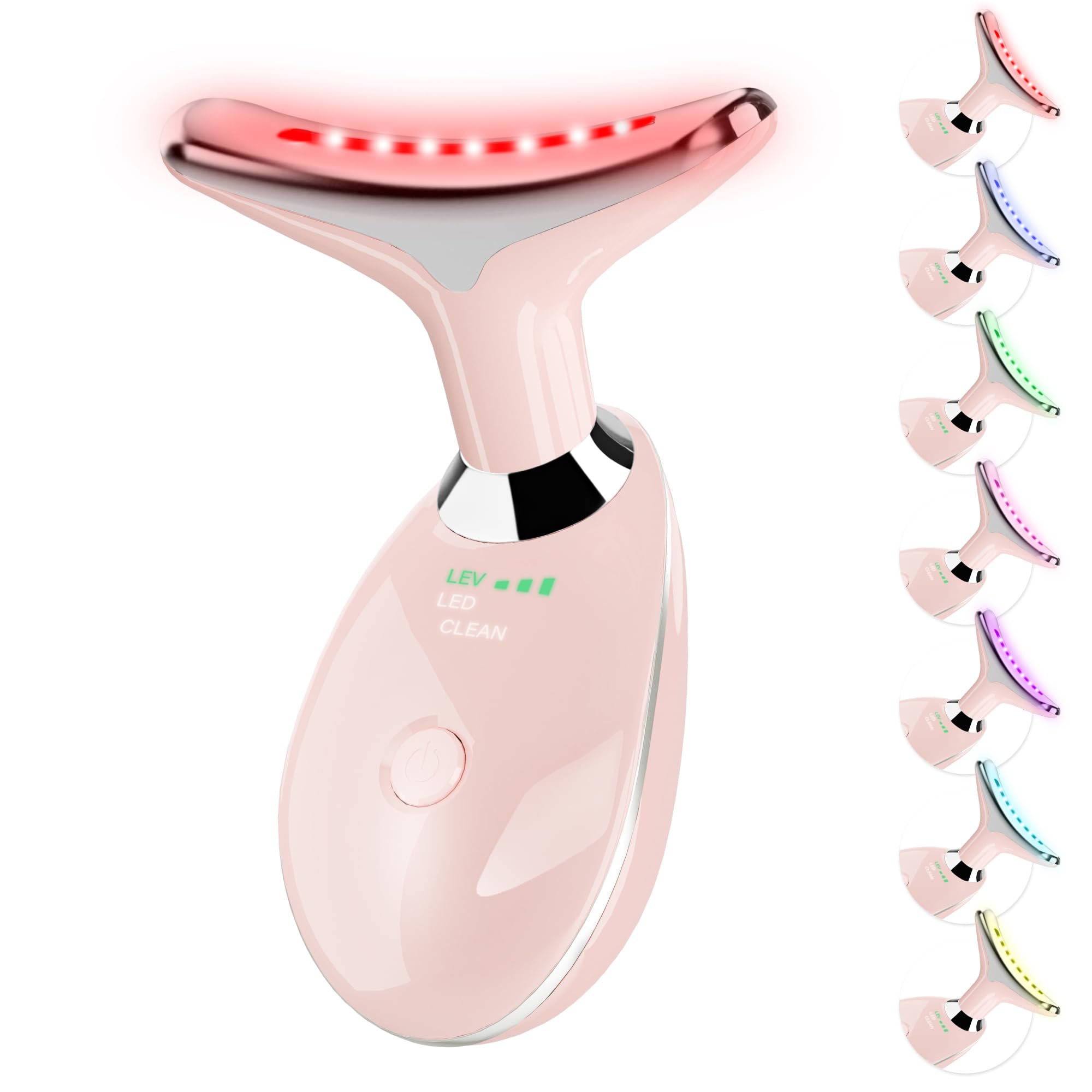 Red Light Therapy Device for Face, 7 Color LED Facial Light Therapy Wand for Skin Care at Home Blue Light Face Massager Tool for Neck(Light White) — view 12