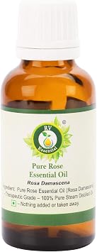 Rose Essential Oil | Rosa Damascena | Rose Oil | for Hair | for Face | for Skin | for Massage | 100% Pure Natural | Steam Distilled | Therapeutic Grade | 5ml | 0.169oz By R V Essential