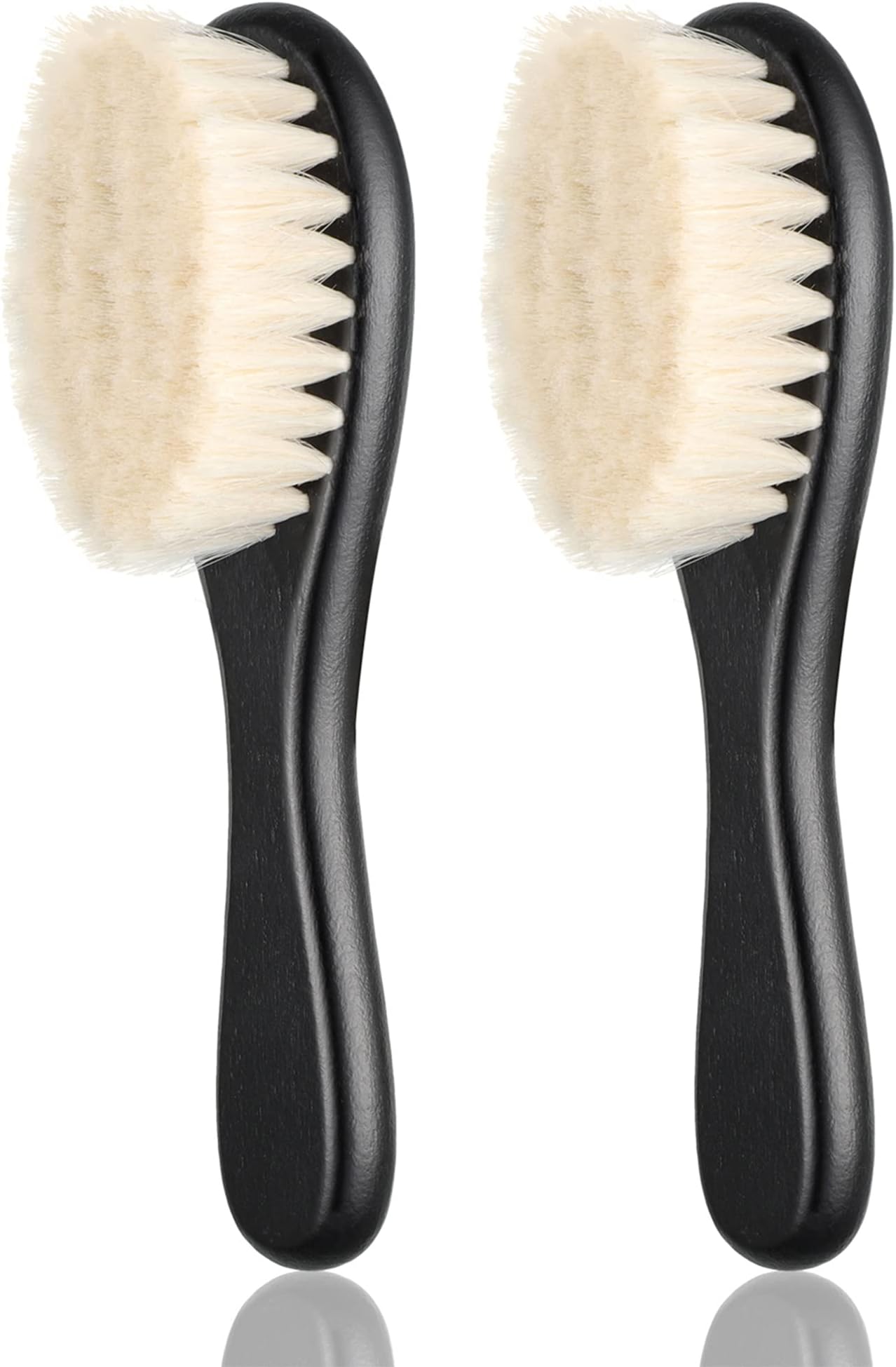 2 Pieces Barber Fade Brush Men Beard Brush Neck Duster Cleaning Brush Soft Beard Brush with Wooden Handle for Barber Hair Cutting Kits (Black)