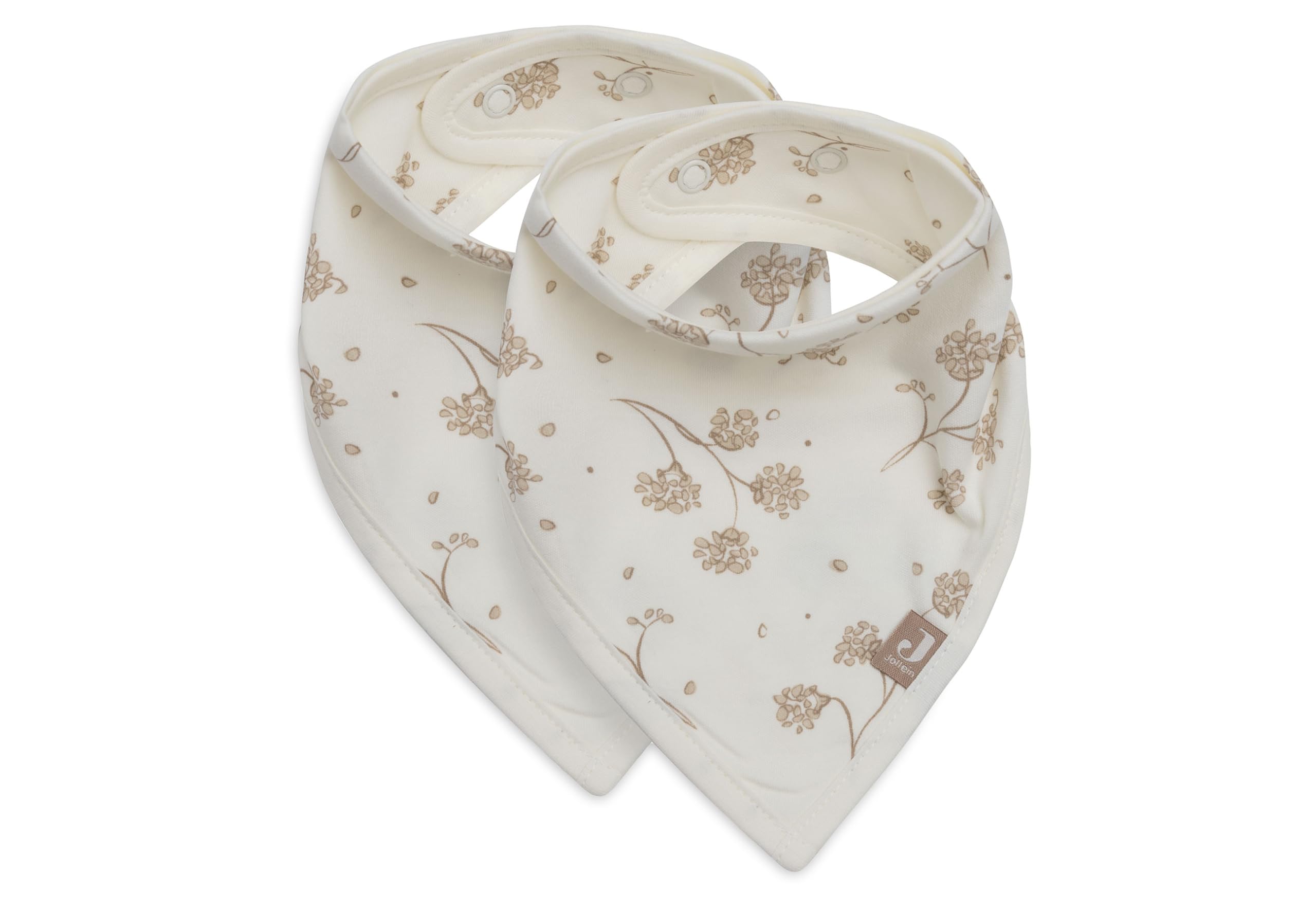 Jollein Bib Bandanas Baby - Bandana - Leafy Dreams - 2-Pack - 100% Cotton - with Press Stud - Baby Bib - Bib Bandana