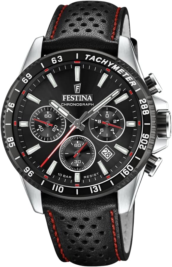 Orologio Festina Uomo Cronografo F20704/2 - Cassa E Cinturino Acciaio 316L Grigio, Quadrante Azzurro
