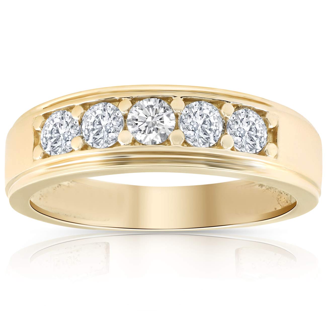 Pompeii 1 Ct Diamond Ring Mens High Polished 14k Yellow Gold Wedding Anniversary Band