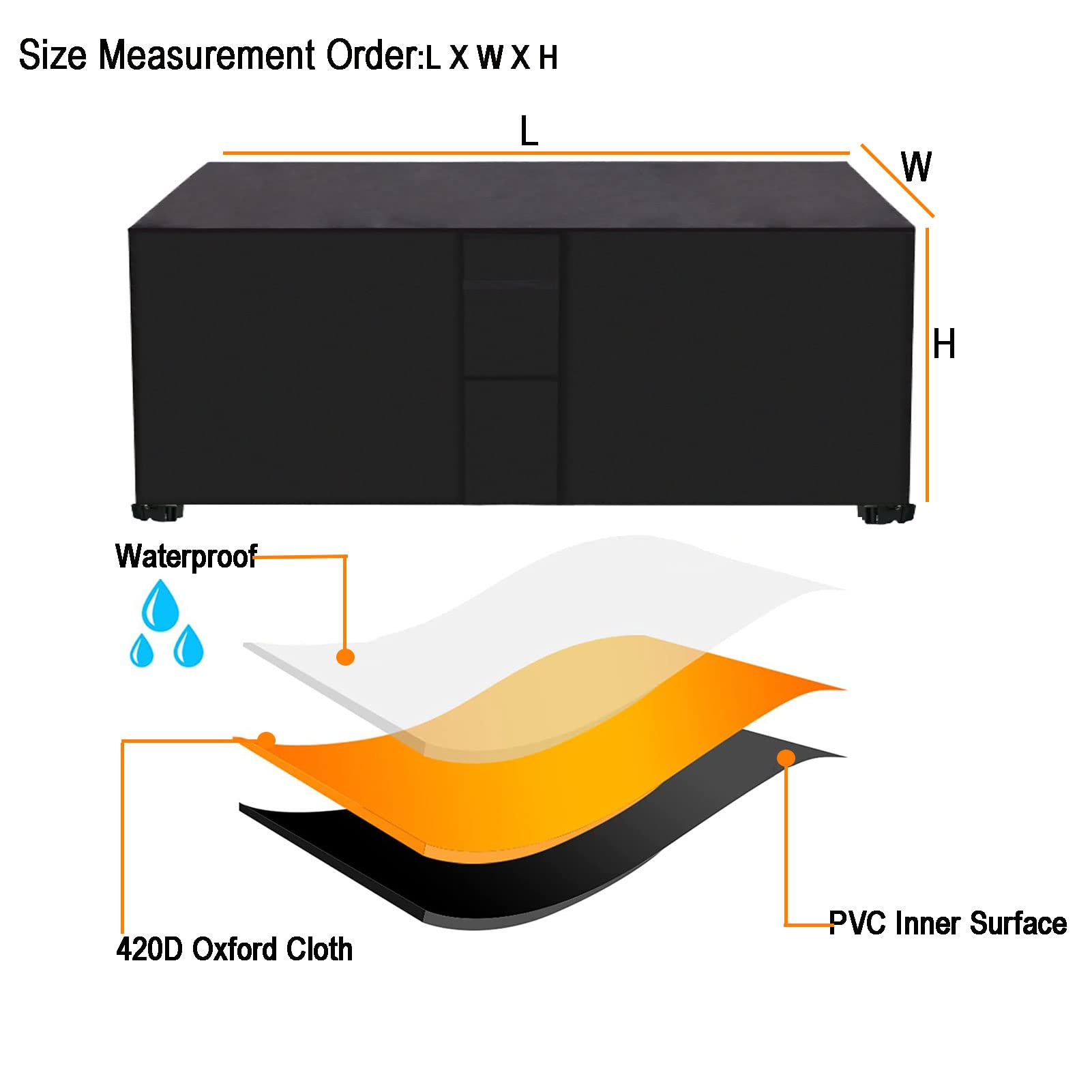 Funda impermeable de 50 x 50 x 29 pulgadas, 420D OxOutdoor con rejillas de ventilación y asas para proteger el patio