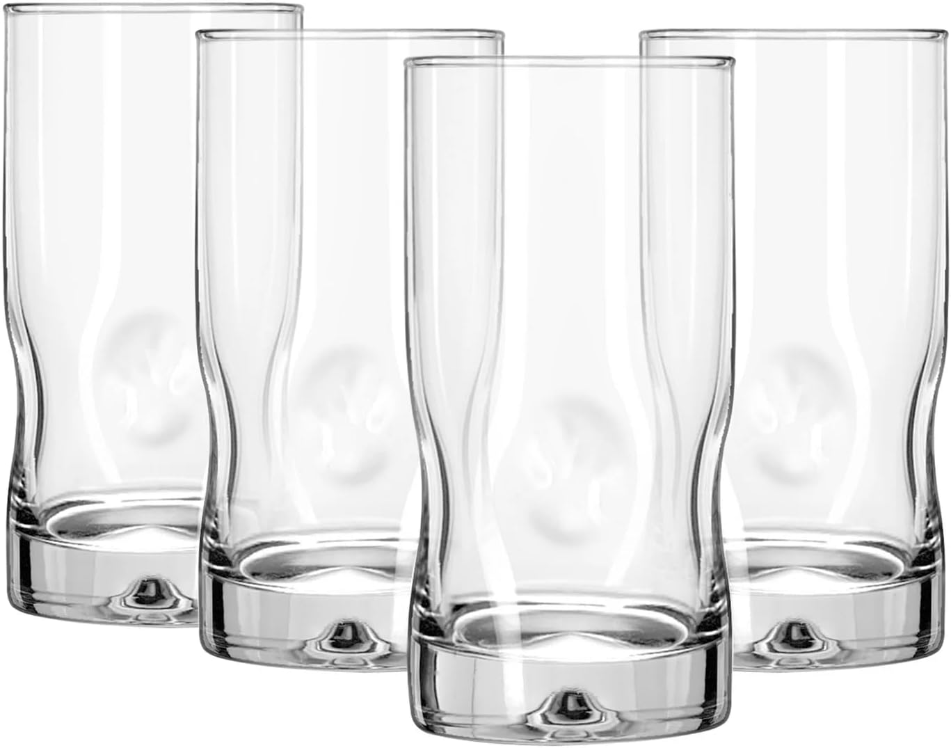 4 Pack Glass Drinking Glasses, Clear & Thickened Design, Dishwasher Safe, Multipurpose Tumblers for Water, Juice, Iced Coffee & Cocktails, Ideal for Home, Party & Restaurant Use