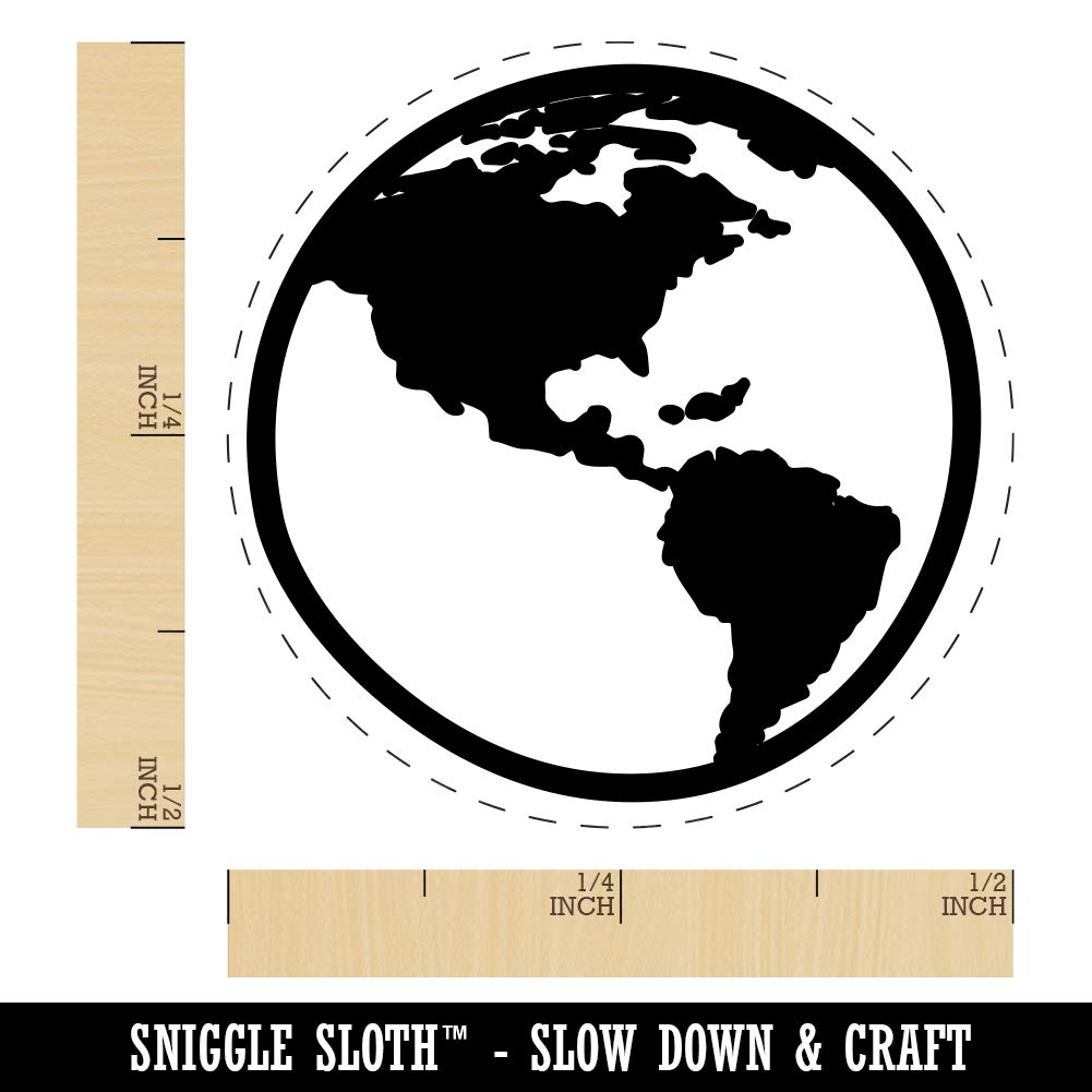 Earth Globe Travel Doodle Rubber Stamp for Stamping Crafting Planners - 1/2 Inch Mini
