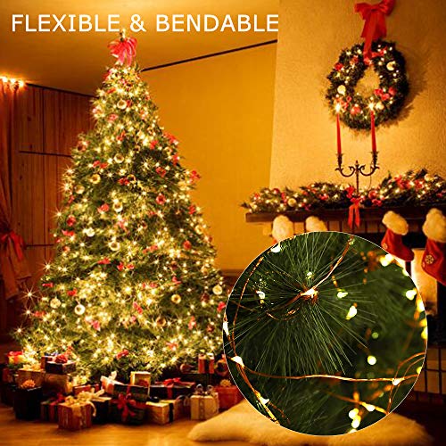 UPGRADE 66Ft 200 LED Waterproof Fairy Lights Battery Operated, 8 Modes Copper String Lights with Remote Control for Bedroom Dorm Indoor & Outdoor Decorations