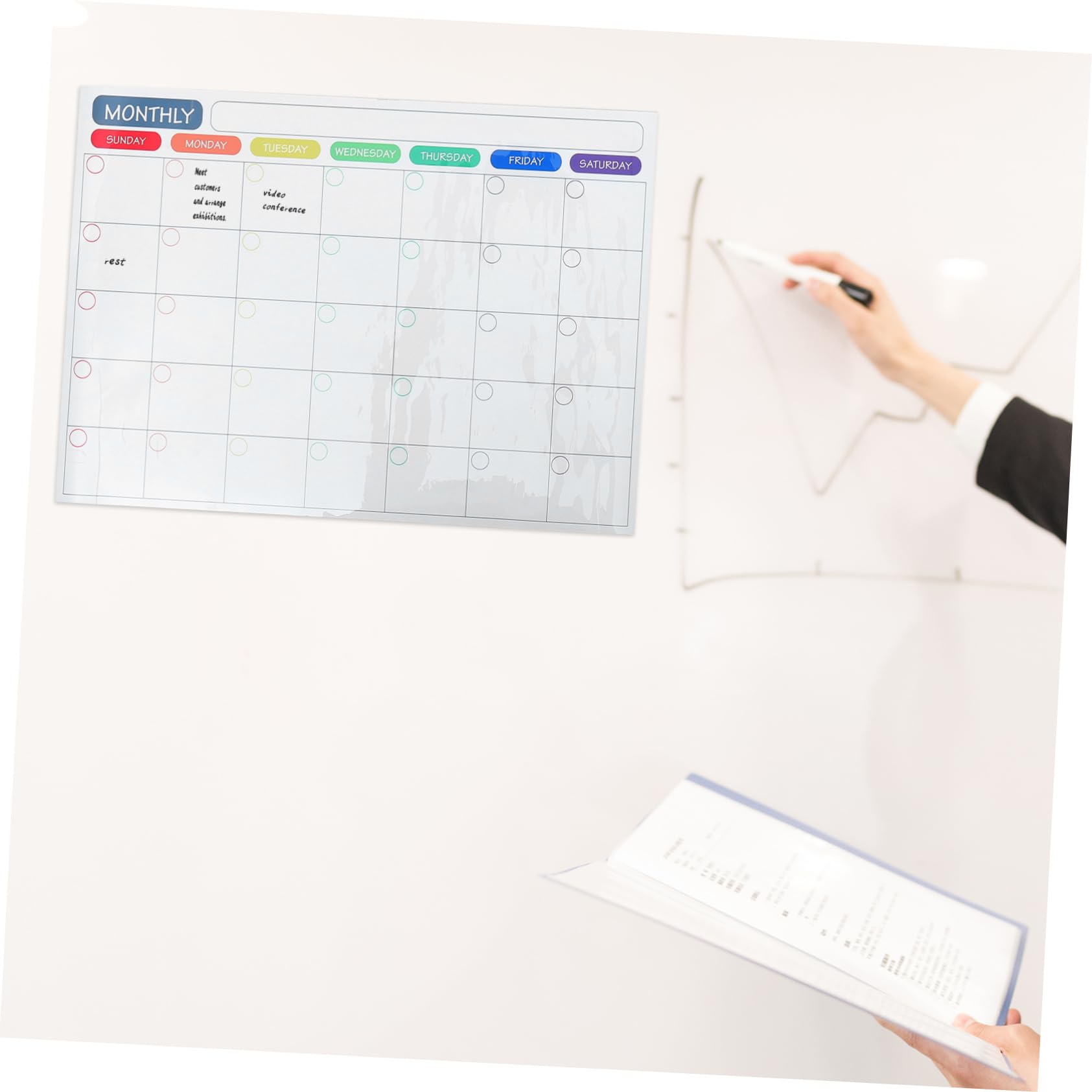 TEHAUX 4ensembles Tableau Magnétique Effaçable Pour Frigo Calendrier Semainier Et Mensuel Réutilisable Organisateur De Planning Avec Marqueurs Et Effaceur Pour Maison Famille