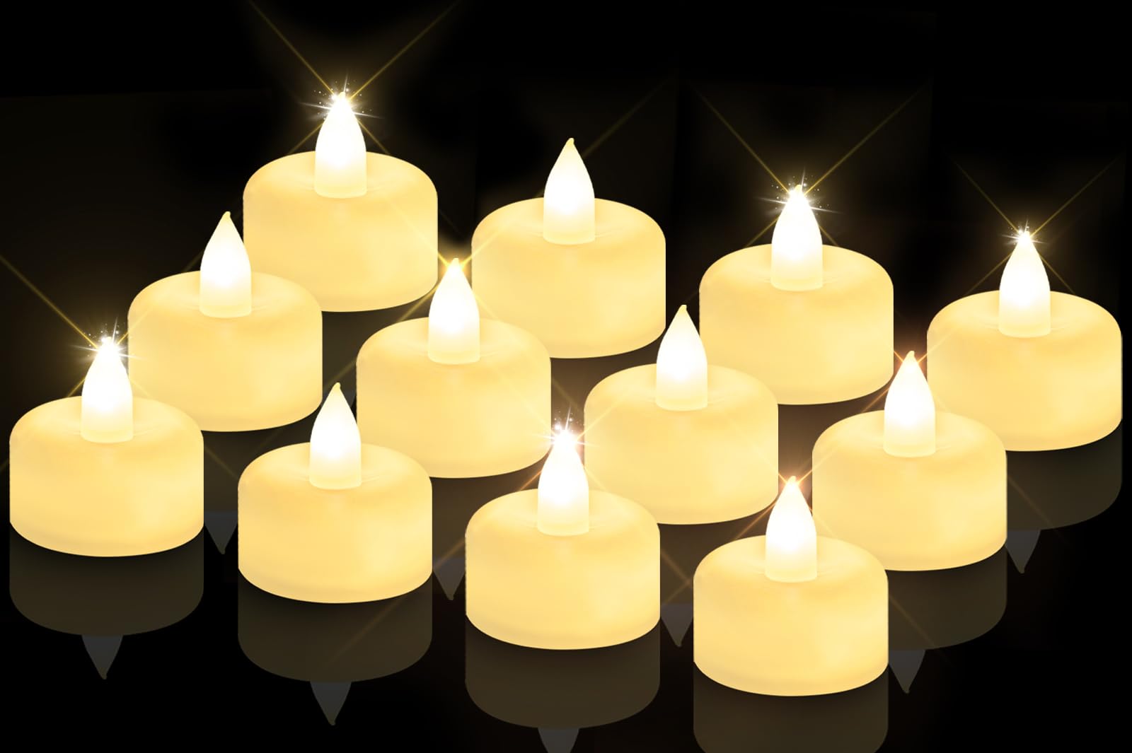 CNMTCCO Lot de 12 bougies chauffe-plat LED sans flamme à piles, bougies chauffe-plat électriques artificielles avec scintillement blanc chaud pour bougeoirs, Noël, mariage, fête et décoration intérieu