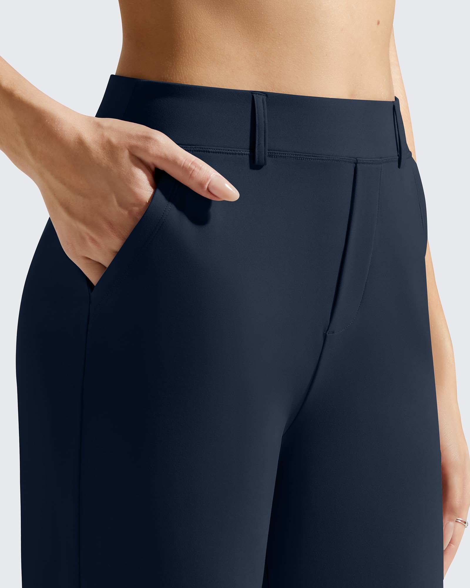 G4Free EverGoing - Pantalones de vestir de pierna ancha para mujer, elásticos, de cintura alta, pantalones casuales con bolsillos