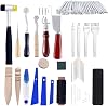Leather Tool Kit Leather Working Tools Basic Leather Sewing Machine Repair Kit Wax Screw Cord Prong Punch Snap and Rivet Kit Hand Sewing Needles AWL
