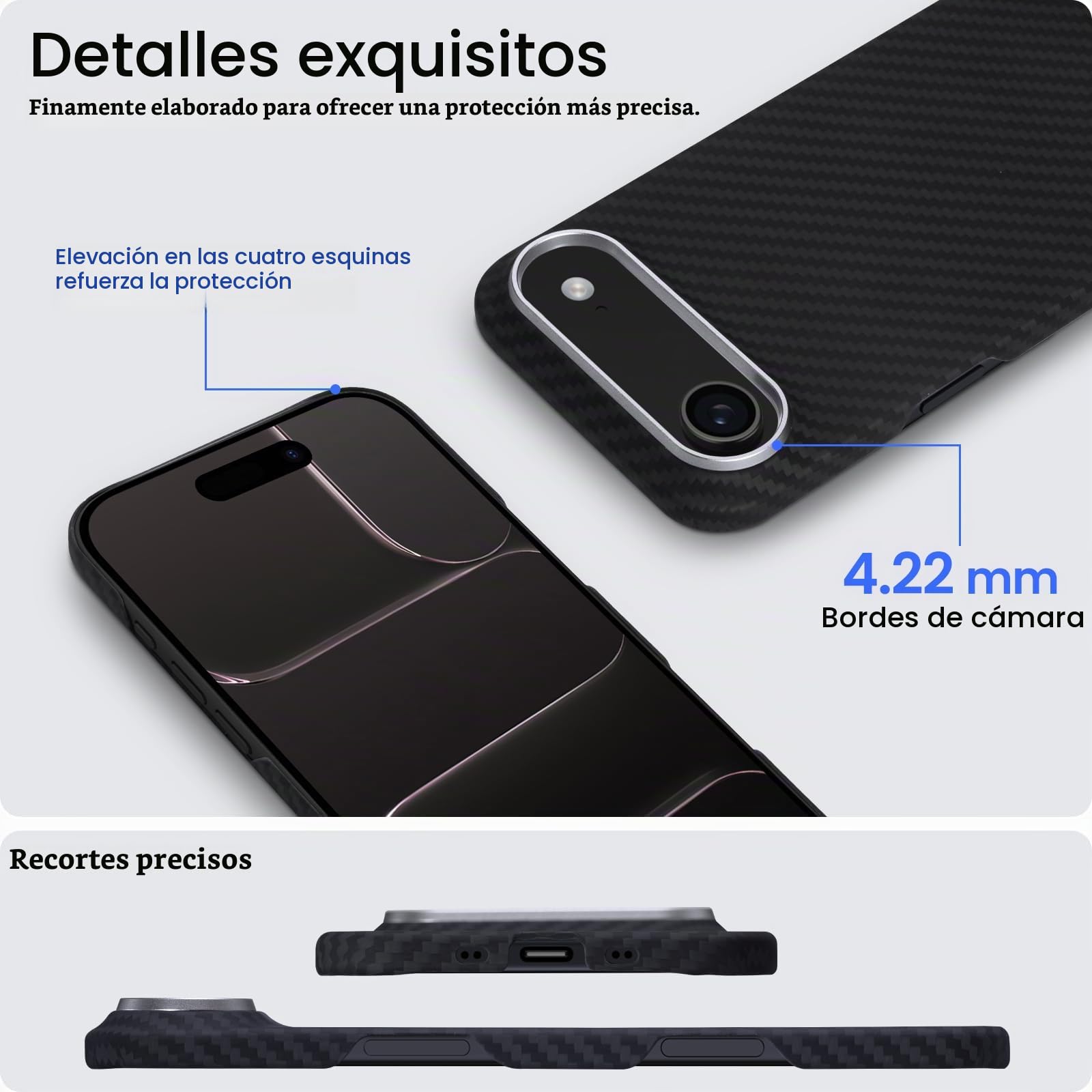 ORNARTO Funda Ultrafina para iPhone Air Magnética (6,5") – Carcasa de Fibra de Aramida, Compatible con MagSafe, Diseño Delgado y Ligero, Agarre 3D, Negro/Gris