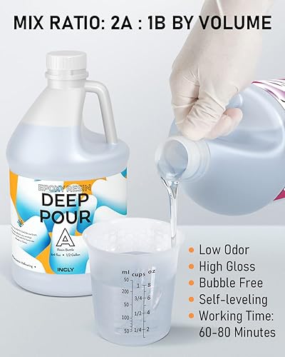 Miniatura 3 de INCLY Kit de resina epoxi de vertido profundo de 1.5 galones, alto brillo y sin burbujas, resina epoxi de 2 a 4 pulgadas de profundidad, suministros