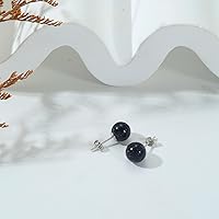 Vista 122 de Natural Stone Stud Earrings for Women 8mm Sterling Silver Genuine Gemstone Earrings Handmade Sterling Silver Crystal Stud Earrings for Women