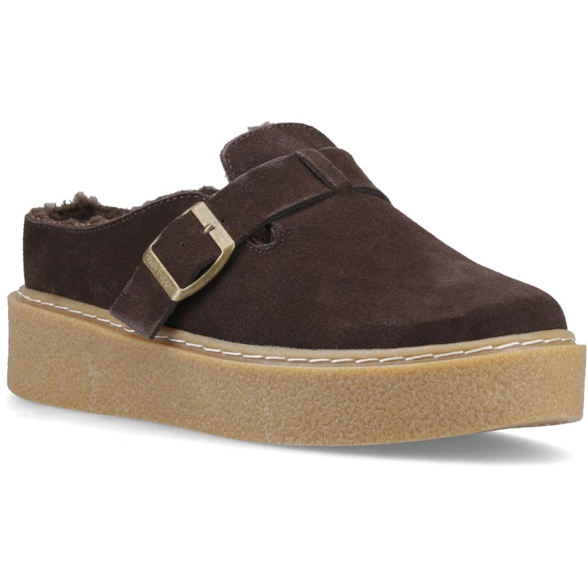 Hush Puppies Women's Blanche Fur Mule in Chocolate | Size: 8