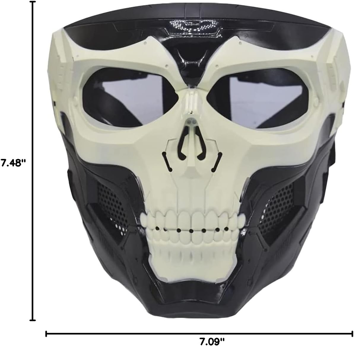 Tactical Airsoft Skull Full Mask Stretch Fabric Mask Hood Headdress, Dual-Mode Wearing Design, Adjustable Shoulder Strap