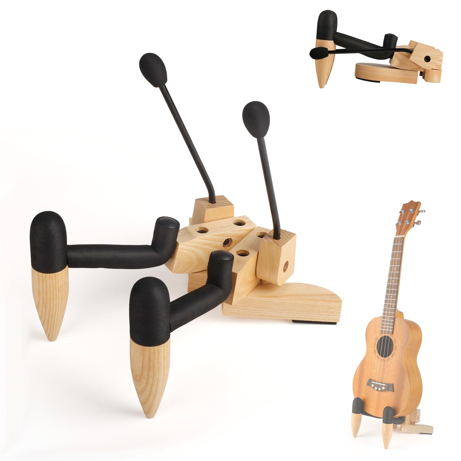 Foldable Wooden Ukulele Stand - Compact and Portable Storage for Ukulele, Mandolin and Violin Sturdy Design - Perfect for Home, Studio, or Concert Use