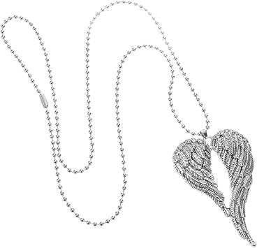 Car Charm Angel Wings, Car Rear View Mirror Hanging Accessories, Angel Wings Ornament Interior Rear Decorations for Men and Women, Dainty Pendant Necklace Gifts for Men, Women, Silver