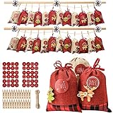 YILEEY Adventskalender zum Selber Befüllen 24 STK, DIY Adventskalender 2022 Jute Stoff Tüten mit Elch Deko und Zahlen Aufkleber, Befüllbarer Leer Weihnachtskalender Bastelset Säckchen Set für Kinder YILEEY Adventskalender zum Selber Befüllen 24 STK, DIY Adventskalender 2022 Jute Stoff Tüten mit Elch Deko und Zahlen Aufkleber, Befüllbarer Leer Weihnachtskalender Bastelset Säckchen Set für Kinder