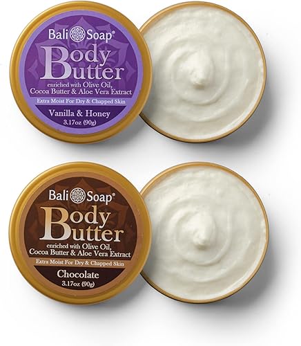 Bali Soap - Mantequilla corporal de chocolate y miel de vainilla - Crema corporal perfumada para mujeres y hombres - Extracto de manteca de cacao y
