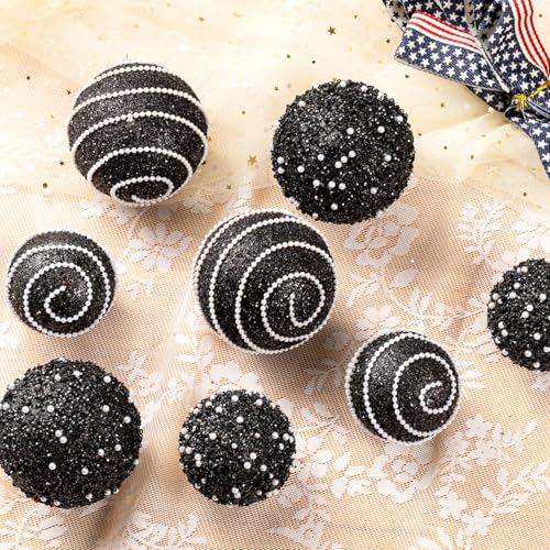 Black Christmas Ball Ornaments, Christmas Ball Decorations Shatterproof Plastic Hanging Pearl Balls for Holiday Party(70mm/2.76", 12ct) - image 5