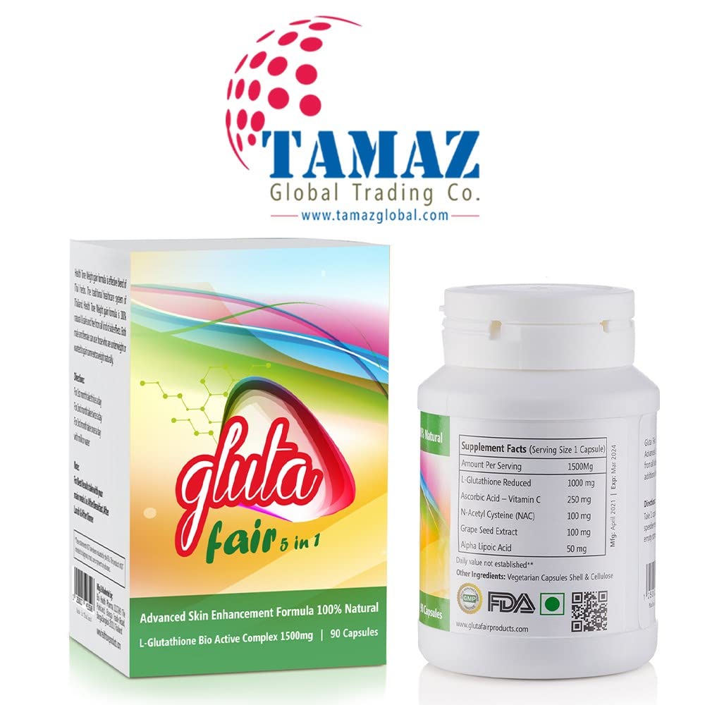 Buy Gluta Fair 5 in 1 Glutathione Skin Whitening Capsules for Healthy &  Radiant Skin for Men & Women Online at Low Prices in India