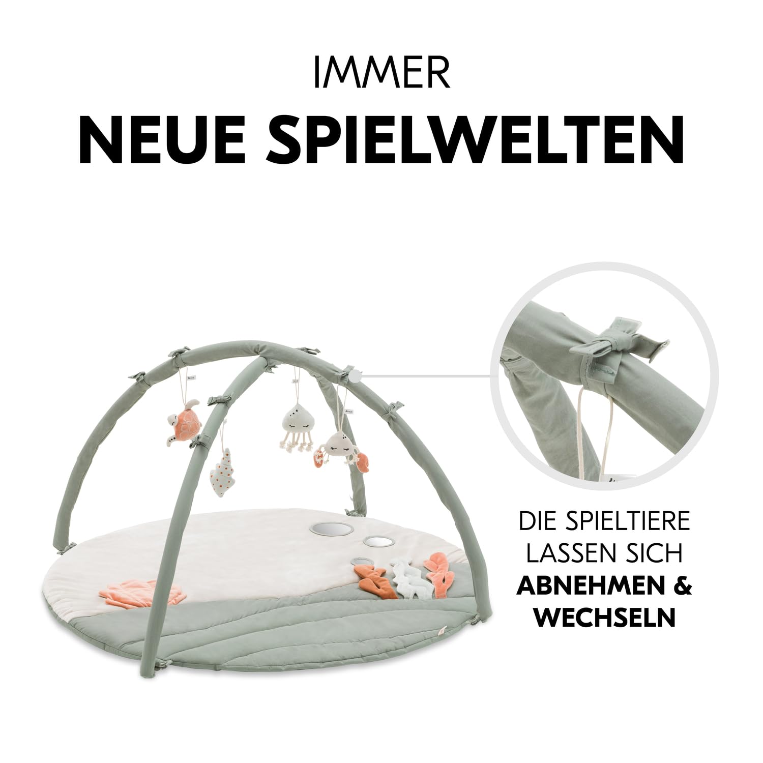 hauck Relax N Watch, Water Animals – Baby Spieldecke mit Spielbogen ab Geburt, Krabbeldecke mit Spieltieren, Spiegel, Rassel & Knister Spielzeug, Activity Decke für Babys zur Förderung der Sinne