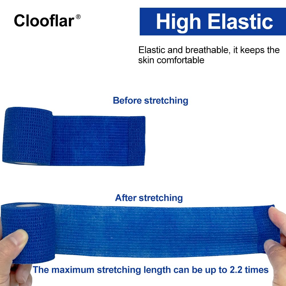 Clooflar 16 Pack Self Adhesive Cohesive Bandage, 5cm x 4.5m Elastic Football Sock Tape for Sports, First Aid Medical and Vet Wrap, Grip Tape — view 3