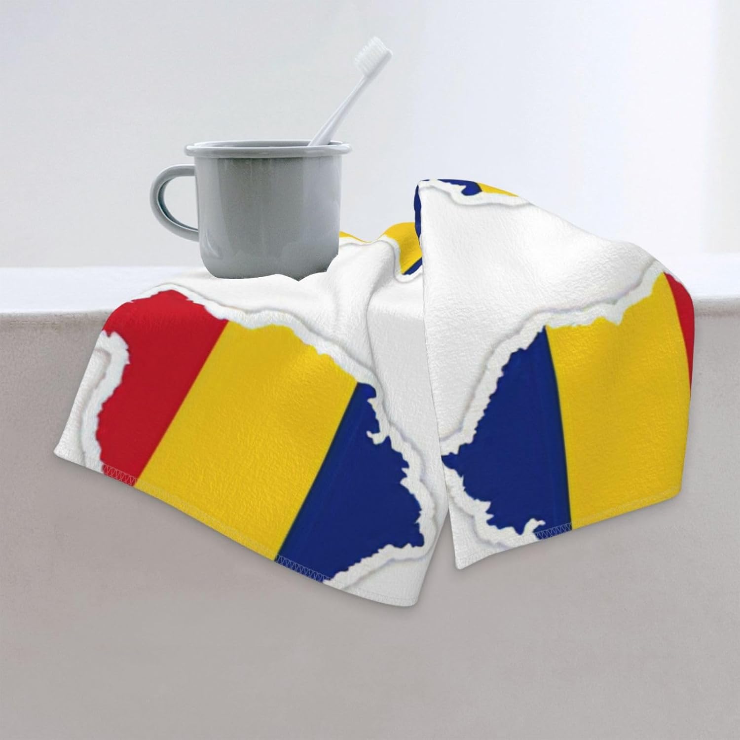 Romania Flag Map Print Hand Towels for Kitchen, Decorative Bathroom Towels Decor Farmhouse Cute for Men Women Gifts