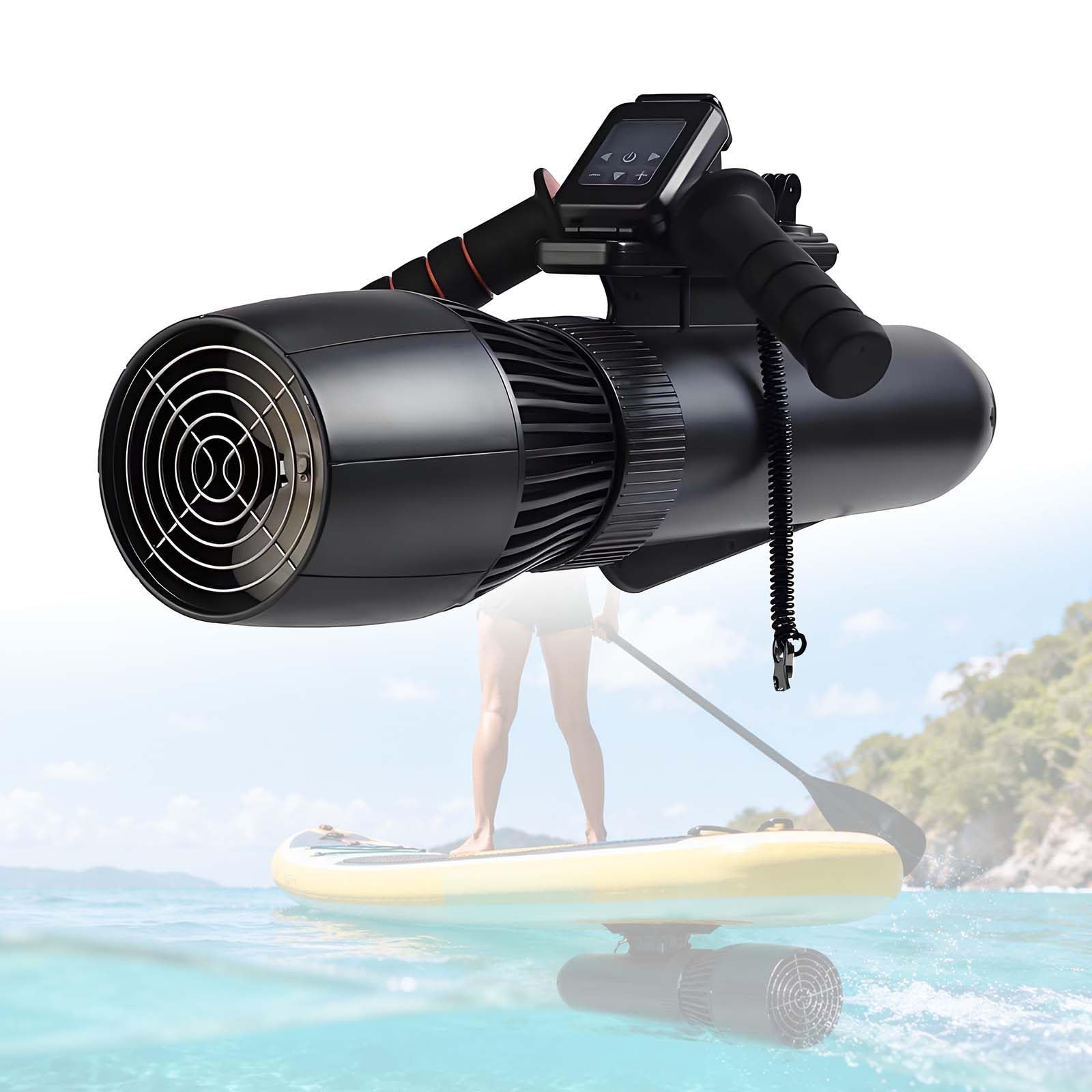 QFGain SUP & Kayak Assist Underwater Scooter, Electric Water Motor Converts to Power Fins, 500W Sea Scooter for Paddle Board Propulsion