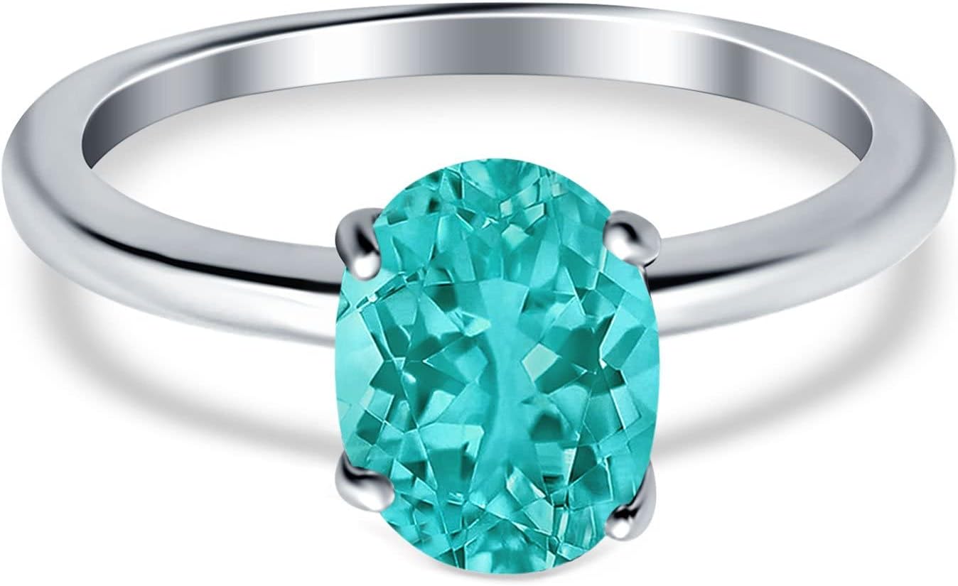 Blue Apple Co. Oval Cut Cathedral Solitaire Wedding Engagement Ring Simulated Cubic Zirconia 925 Sterling Silver