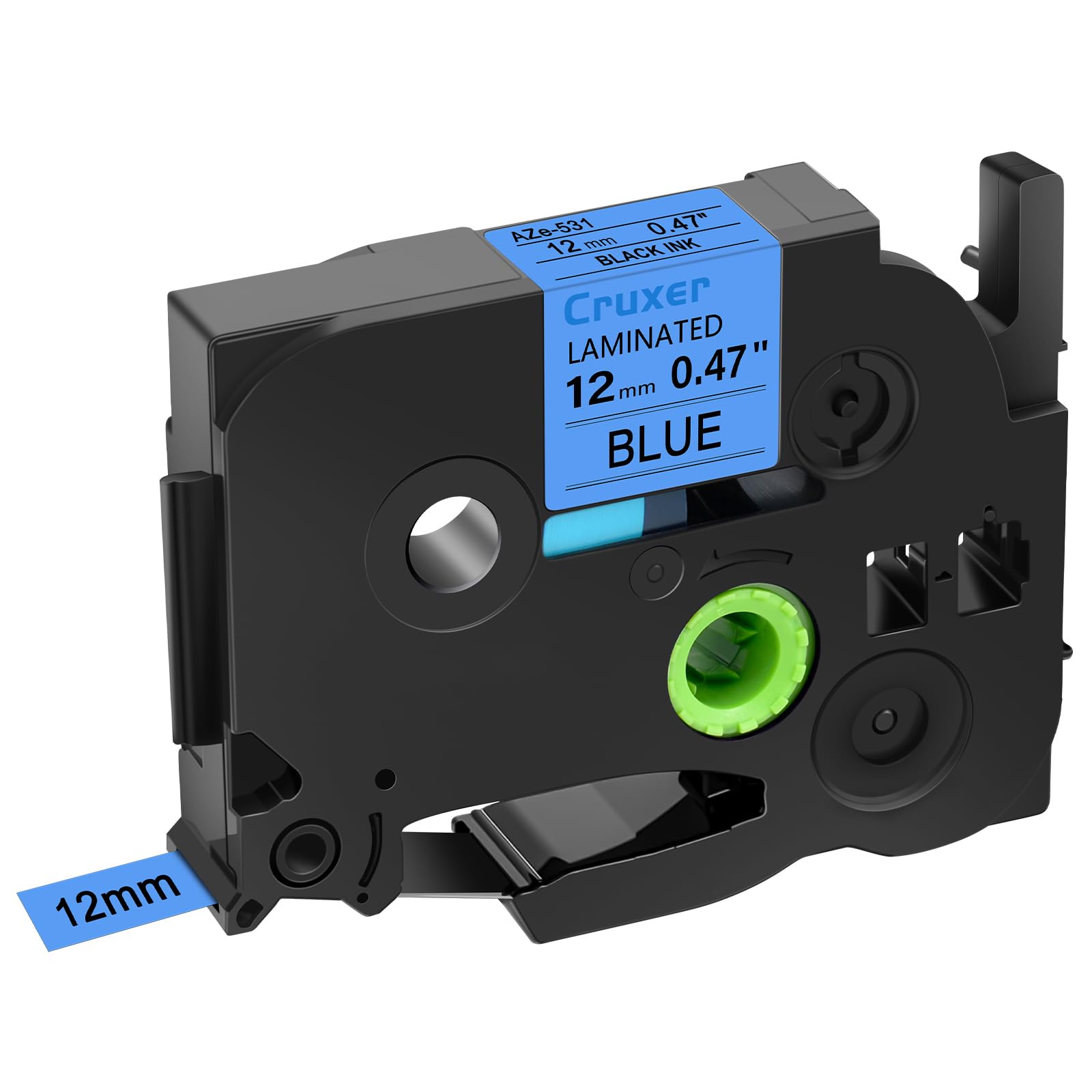 Cruxer Lot de 200 Compatible TZE-531 pour P-touch Noir sur Bleu 12 mm