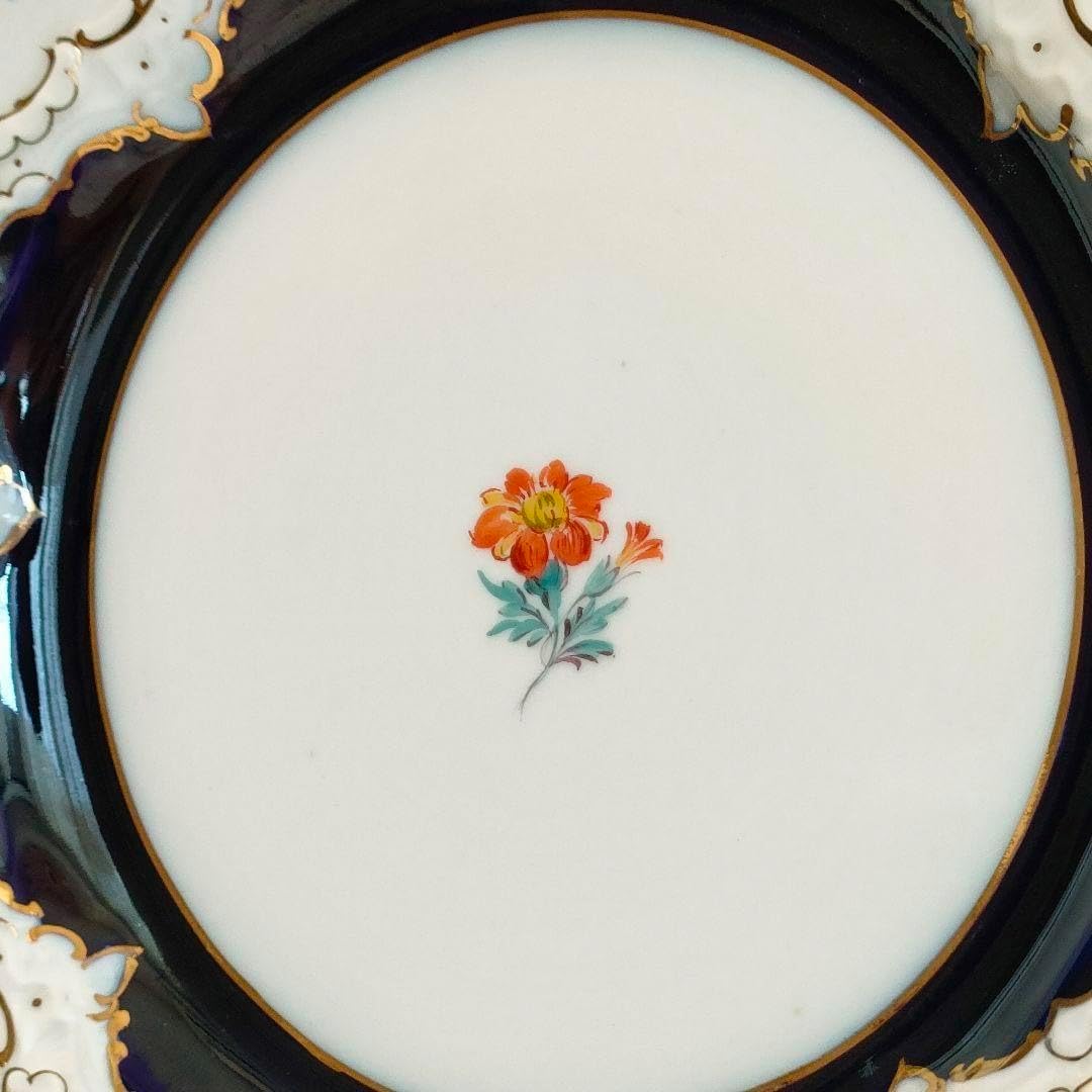 マイセン Bフォーム スキャタードフラワー コバルト 金彩 プレート 皿 1級品 マイセン Bフォーム スキャタードフラワー コバルト 金彩 プレート 皿