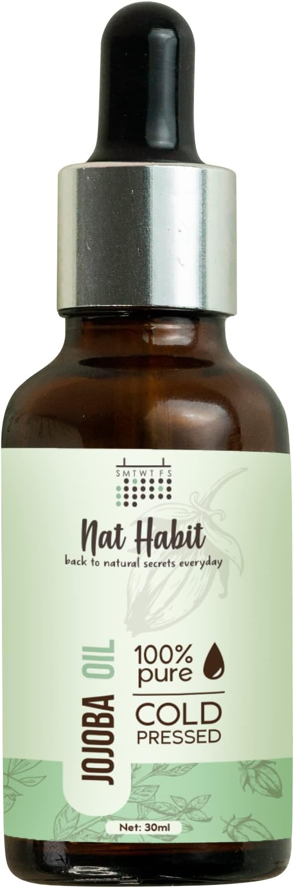 Nat Habit Cold Pressed 100% Pure Jojoba Oil for Skin & Hair With Vitamin E, Omega-9, Mineral Free - (30ml)