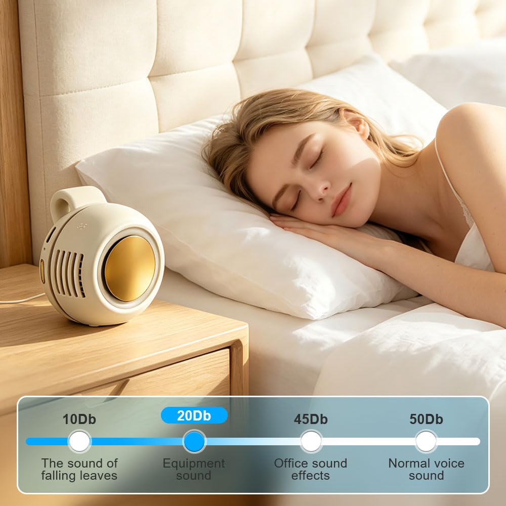 Mineup Mini Ventilatore Elettrico Portatile Silenzioso Senza Pale, 3 Velocità Mini Senza Pale Con Clip, Ventilatore Portatile Silenzioso, Ventilator Personale Rinfrescante Per Ufficio Viaggi Campeggio