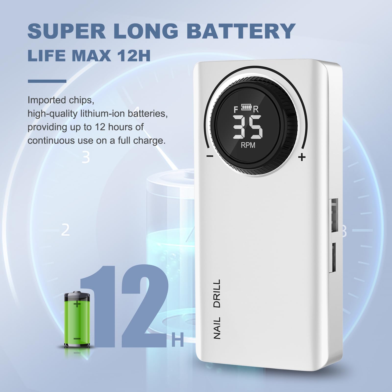 Professional Electric Nail Drill Machine for Acrylic Nails Professional Kit 35000RPM Portable Electric Nail File Drill Machine for Gel Acrylic Nails Filer Set (Nail Drill Machine Silver)