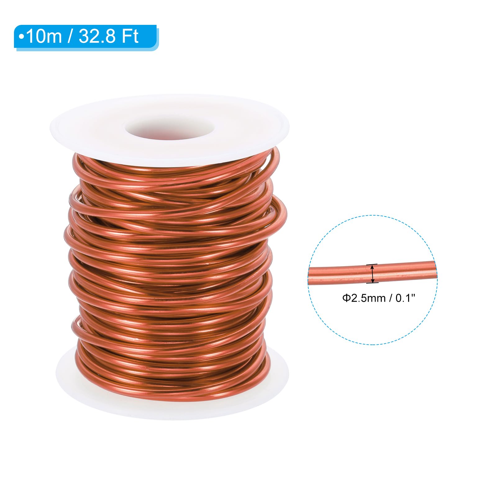 PATIKIL 10 Gauge 2.5mm Aluminum Craft Wire, 32.8 Ft Metal Wire Armature Bendable Wire for Jewelry Making Metal Wrap DIY Orange - Image 2