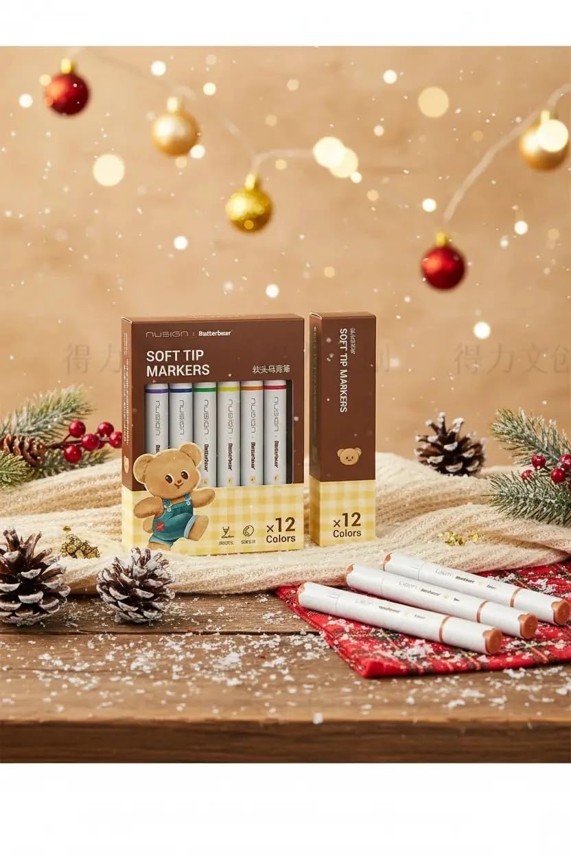 Miniso Lisanslı Butterbear Serisi 12 Renk Yumuşak Uçlu Marker Seti 15.5 Cm, 2020714010100