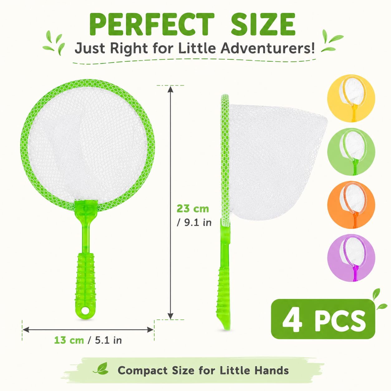 4 Stück Fischernetz, Schmetterlingsnetze aus Kunststoff, Frühlernwerkzeug, Outdoor-Fischernetz, Insektenfängernetze, Insektenfängernetze, Ideal für Badewanne, kompaktes Outdoor-Spielzeug
