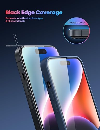 Vista 16 de Lamicall Protector de pantalla para iPhone 14 Pro Max [profesional] [vidrio templado 9H] [inastillable de grado militar] Pantalla transparente HD