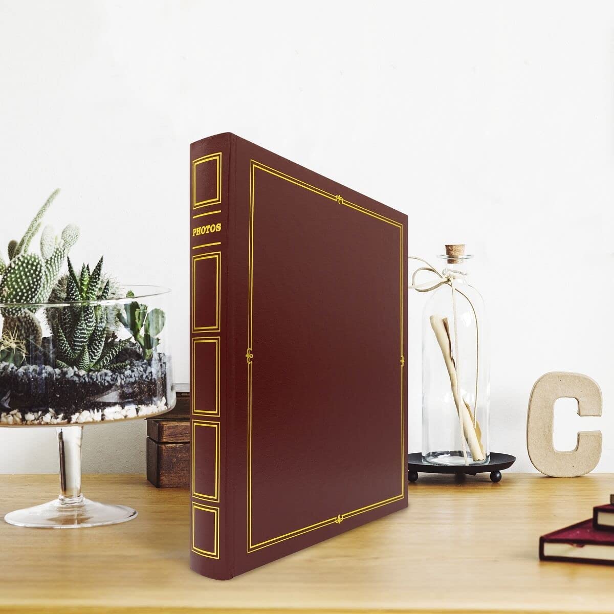 Ceanothe Album Photo 10x15 cm Adhesif Rouge foncé Cordoue de 240 photos - Couverture Simili Cuir 60 pages Autocollantes au Format Horizontale et Verticale - Livre Personnalisable Fabriqué en France
